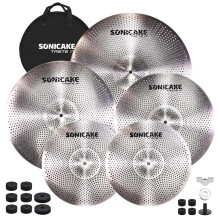 SONICAKE Low Volume Cymbal Pack Quiet Cymbal Set 14" Hi-Hat+16" Crash+18" Crash+