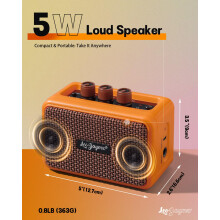Leo Jaymz 5W Mini Guitar Amp, Portable BT Electric Guitar Amplifier, Dual Speaker Rechargeable, Clean & Overdrive Tone, Headphone Jack for Home Bedro
