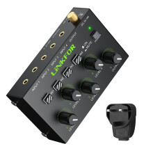 LiNKFOR 3.5mm Audio Mixer - 4 Channel Active Stereo Line Mixer