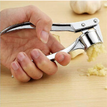 Presse-ail en acier, broyeur à gingembre, ustensile de cuisine (argenté, lot de 2)