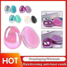 Brosse à cheveux en forme d'œuf, 5 couleurs, masseur et anti-nœuds (1 pièce).