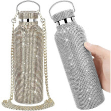 Bouteille d'eau diamant, bouteille isotherme en acier inoxydable, bouteille à paillettes, bouteille rechargeable pour garder l'eau chau