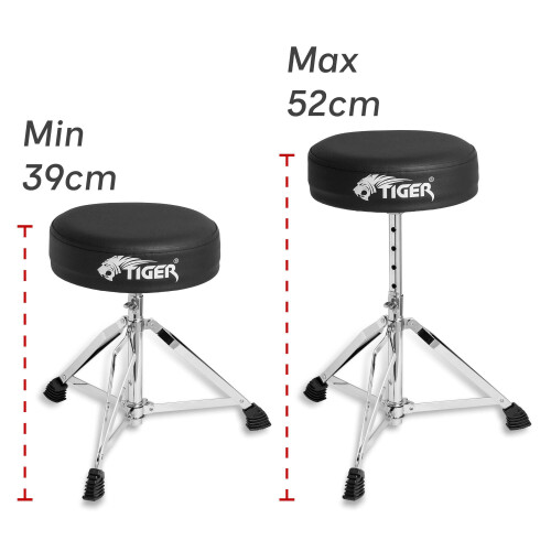 Tiger Beginners Adjustable Drum Throne – Black 1