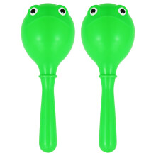 YIERM 2 Pcs Green Plastic Maracas Frog Shaker Rattle Sensory Musical Instruments with Easy-Grip Handles Percussion Rhythm Instrument Toys Gentle Shak