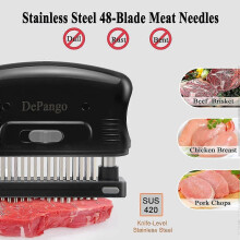 Attendrisseur de viande en 2 pièces, outil attendrisseur à aiguilles avec 48 lames en acier inoxydable