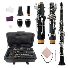 Yinfente Professional C Key Clarinet Ebonite Wood 2 Barrels With Case Cloth Reed
