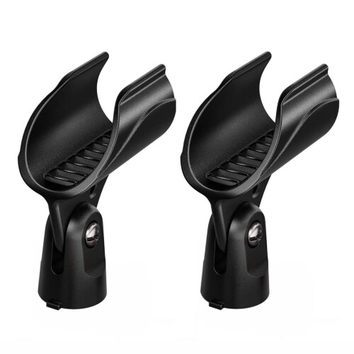 Generic Microphone Clips Clamp Holder Replacement for Microphone Stands, Mic Stand Wireless Microphone Handheld transmiters, 2 Pack