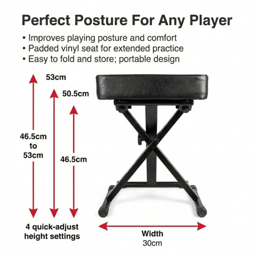 RockJam Adjustable Piano Bench & Keyboard Stool 1