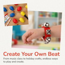 Cididu 60 Pcs Shaker Musical Instruments, 20 Pcs Egg Shaker with 20 Wrist Hand Band Bells and 20 Sand Hammer Shakers, Music Early Learning Percussion