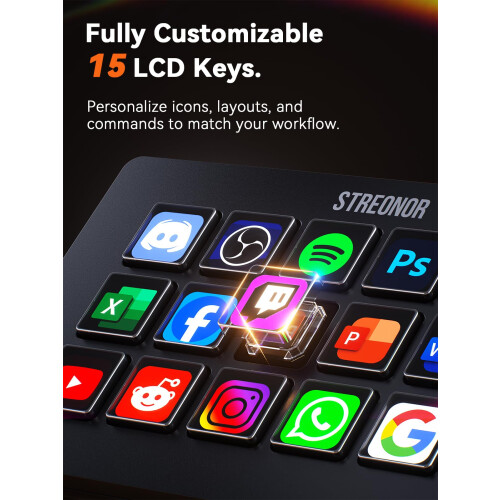 STREONOR Stream Control Deck Standard S15, Stream Controller with 15 Customisabl 1
