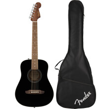 Fender California Standard Redondo Black Spruce Top Mini Acoustic Guitar with Ba