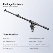 NEEWER Microphone Boom Arm for Mic Stand, Aluminum Compact Lightweight Portable