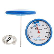 Schwimmendes Luxus-Scheiben-Poolthermometer - Großes leicht ablesbares digitales Display, 304 Edelstahl & Glas, batteriefrei, misst -10 bis 50