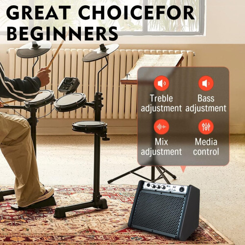 Coolmusic Mini Electric Drum Amp 20W, Bluetooth Electronic Drum Amplifier Keyboa 1