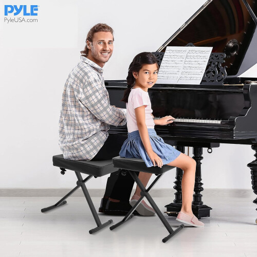 Pyle Piano Bench Guitar & Drum Stool, Adjustable Height Keyboard Seat, Folding M 1