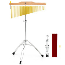 GYMAX 36-Bar Wind Chime Set, Single-Row Chimes with Foldable & Adjustable Tripod
