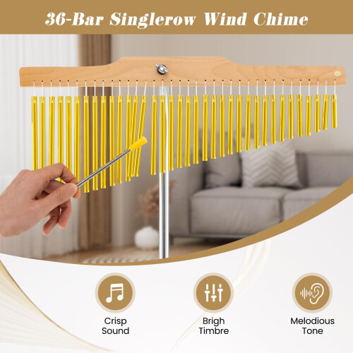 Gymax GYMAX 36-Bar Wind Chime Set, Single-Row Chimes with Foldable & Adjustable Tripod 1