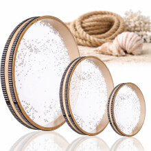 Set of 3 Wave Bead Ocean Drum – 4 Inch 8 Inch 12 Inch Hardwood Natural Colored Water Drum Musical Instrument for Meditation Ocean Sound Healing and