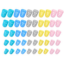 WJIAAA 50 Pcs Guitar Fingertip Protectors, 5 Sizes Colorful Silicone Guitar Finger Covers Caps with Air Holes, Breathable Anti-Slip Reusable Finger C