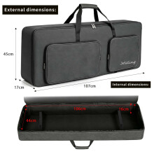 Joliling 61 Key Keyboard Gig Bag, 600D Oxford Portable Electric Piano Case with 10mm Padding, Waterproof Shockproof Keyboard Backpack with Adjustable