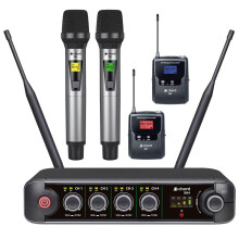 Chord XU4 Quad UHF Wireless Microphone System – 4 Mic Set with 2 Handheld & 2 He
