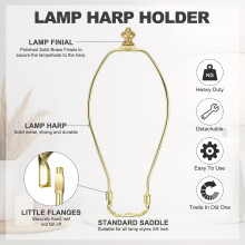 PATIKIL 10 Inch Lamp Harp Kit with 1 Inch Height Solid Brass Finial, 1 Set Heavy