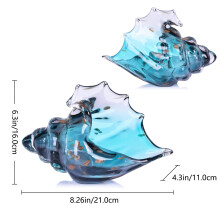 Sea Glass Art Figurines Hand Blown Conch Shell Sculpture, Green Glass Decor Crea
