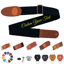 Personalised Guitar Straps, Custom Adjustable Body Strap Embroidered Name / Text, Cotton Woven Belt Gift for Ukelele, Bass, Electric & Acoustic Lover