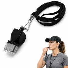 Referee Whistle with Cushioned Mouth Grip & Elastic Lanyard Ultra-Loud Football