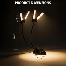 Briocht Rechargeable Music Stand Light, Dual Head and Dual Arm, 3 Color Temperat