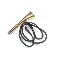 Starlingukpk Hunting Horn/Bugle (Small) - Golden Brass & Silver, With Real Leath