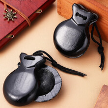 YARNOW 1 Pair Wooden Spanish Castanets Percussion Instruments for Adults, Black Flamenco Dance Finger Castanet, Traditional Hand Musical Instrument f