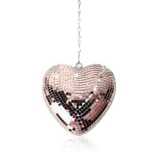 WGFOIP Mirror Disco Ball, Heart Shaped Hanging Disco Ball Reflective Mirror Ball Ornament with Hook Chain for Party KTV Bar(Rose Gold)