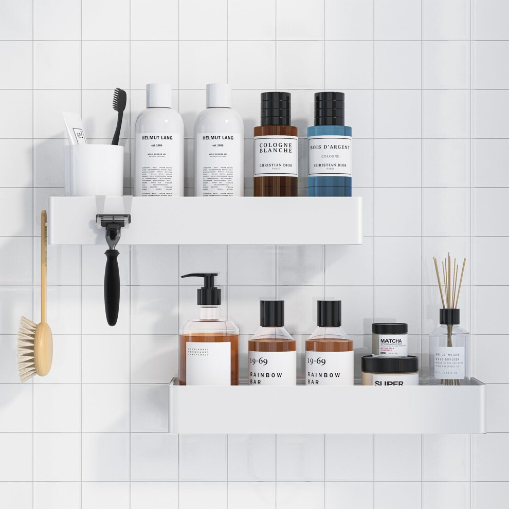 Kitsure 2 Pack Rustproof Shower Caddy - 2 Shelves, Drill-Free & Quick-Dry Shower 5000083348773