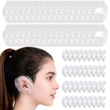 300 Pcs Disposable Ear Covers for Shower, Waterproof Ear Protectors for Adults, Plastic Ear Caps for Hair Dye, Bathing, Hair Salon, Spa, Hotel, Home,