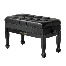 FILISITE Genuine Leather Piano Bench,Duet Piano Bench with Storage,Adjustable He