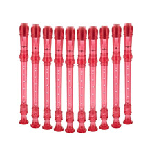 Pink Descant Recorder with Cleaning Rod by Gear4music, Pack of 10