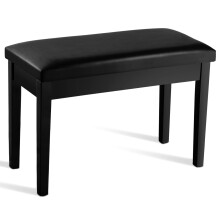 Maxmass Piano Bench with Storage Compartment, Padded Cushion and Wooden Legs, Du