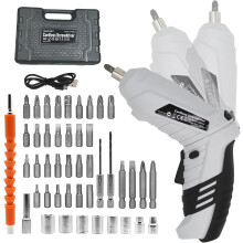 MQFORU Cordless Screwdriver, 49 Piece Portable Cordless Drills, 3.6V Rechargeable Electric Screwdriver Kit, Dual Position Handle with USB Cable LED L