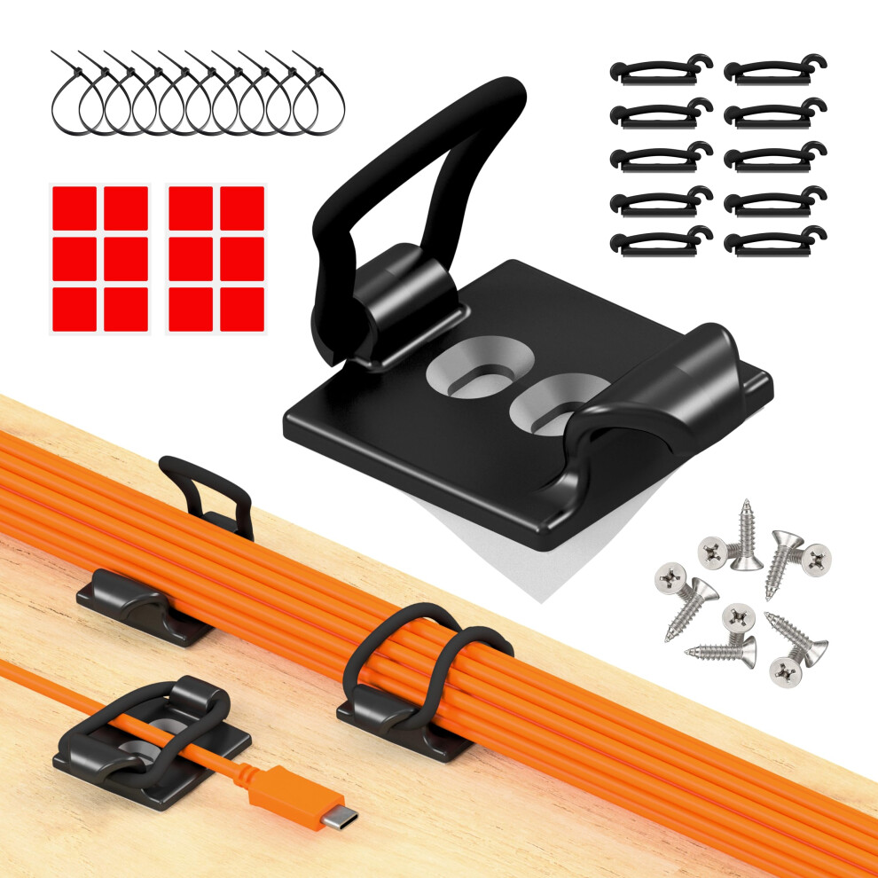 Cable Management Clips 10-Pack Self-Adhesive Adjustable Elastic Cable Tidy - Image 6
