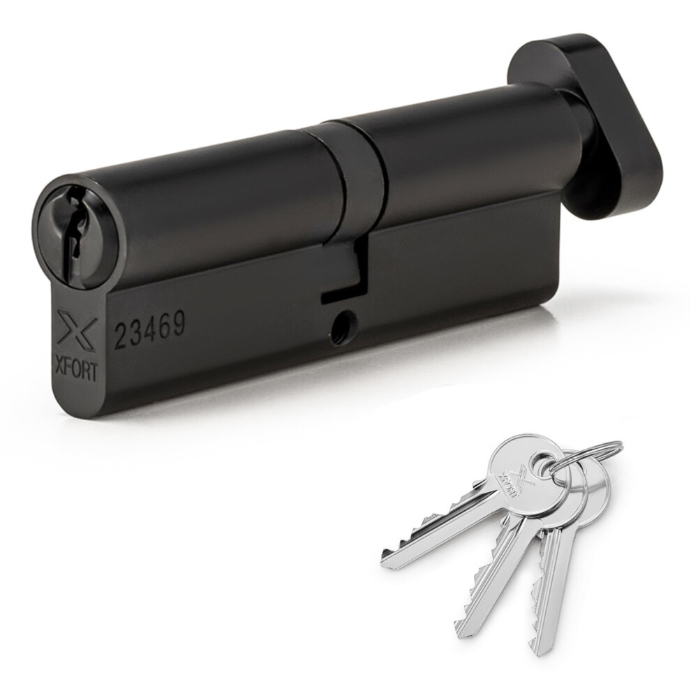 Xfort Matt Black 45/45T Thumb Turn Euro Cylinder Lock (90Mm), Upvc Door Lock, 6 5005413849210