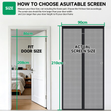 Magnetic Fly Screen Door with FullLength Magnets NO Gap Auto Closes Fi
