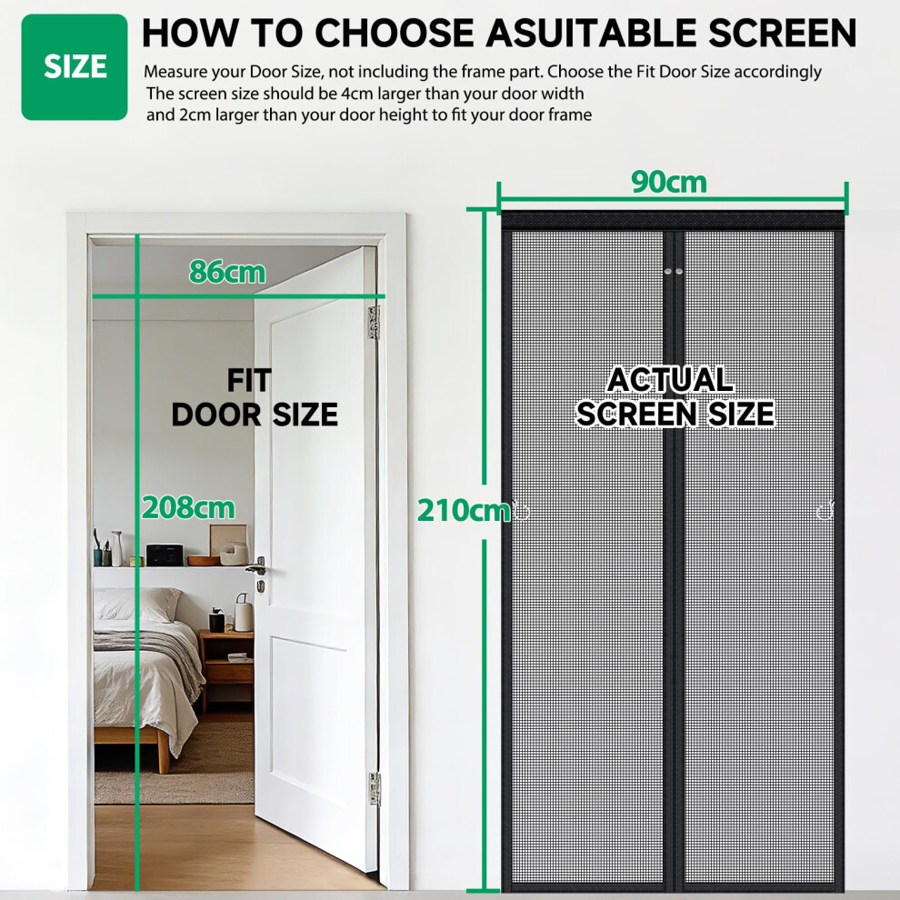 Magnetic Fly Screen Door With Fulllength Magnets No Gap Auto Closes Fi 5006056690306