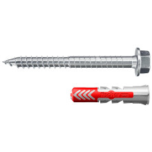 fischer Duopower 8 x 40 S with ETA, Universal dowels with Safety Screw, 2-Component dowels, Plastic dowels for attaching to Concrete, Bricks, Stone