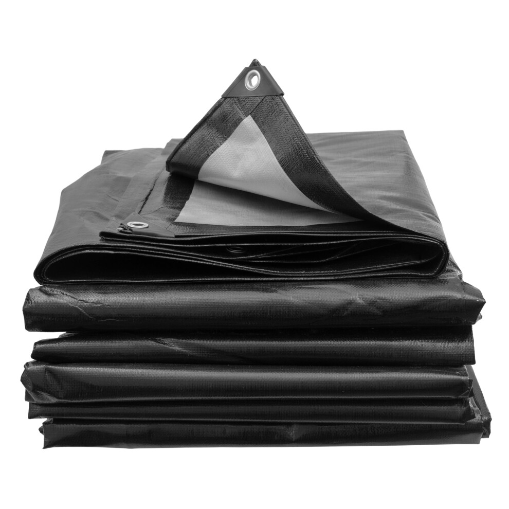 Waterproof Tough 240Gsm Black/Siver Reverse Tarpaulins/Builders Tarps/Camping Gr 5001016840555