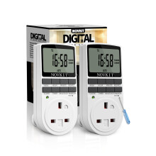 2 x NOVKIT Digital Security Timer Plug Socket Programmable Switch Timer with 10 ON-Off Programs and Random Mode for Home and Indoor (230V, 13A, 2