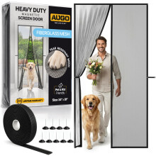 AUGO Fiberglass Magnetic Fly Screen Door - Self Sealing, Heavy Duty, Hands Free