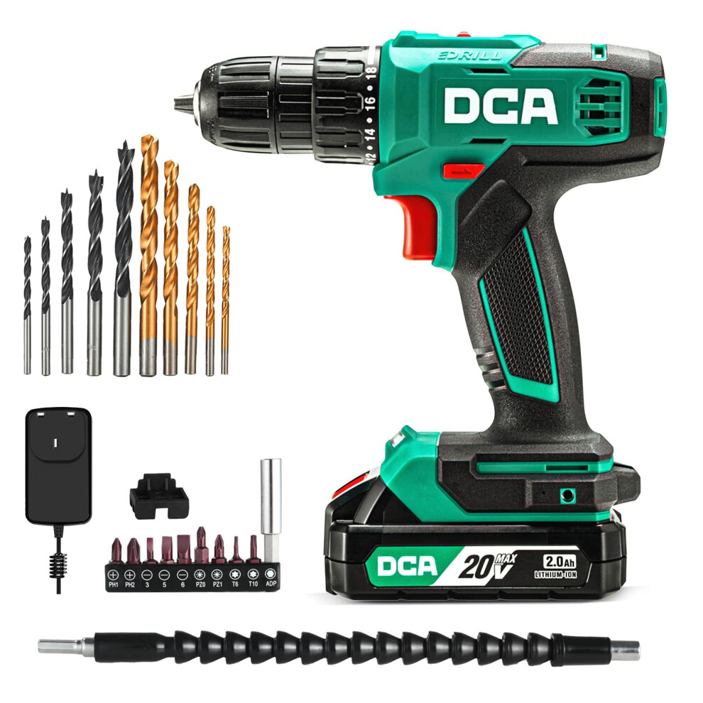 Dca Cordless Drill Set, 40 N.m Torque, 10Mm Keyless Chuck, Electric Power Drill 5005631272968