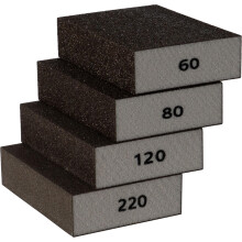Furniture Clinic Sanding Block - Pack of 4 Wet & Dry Sanding Sponges (Coarse 60 / Medium 80 / Fine 120 / Superfine 220) - Abrasive Grit Sandpaper Bloc