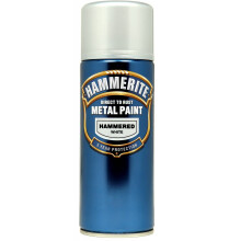Hammerite Direct to Rust Metal Paint Aerosol Hammered Finish 400ML White